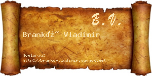 Brankó Vladimir névjegykártya